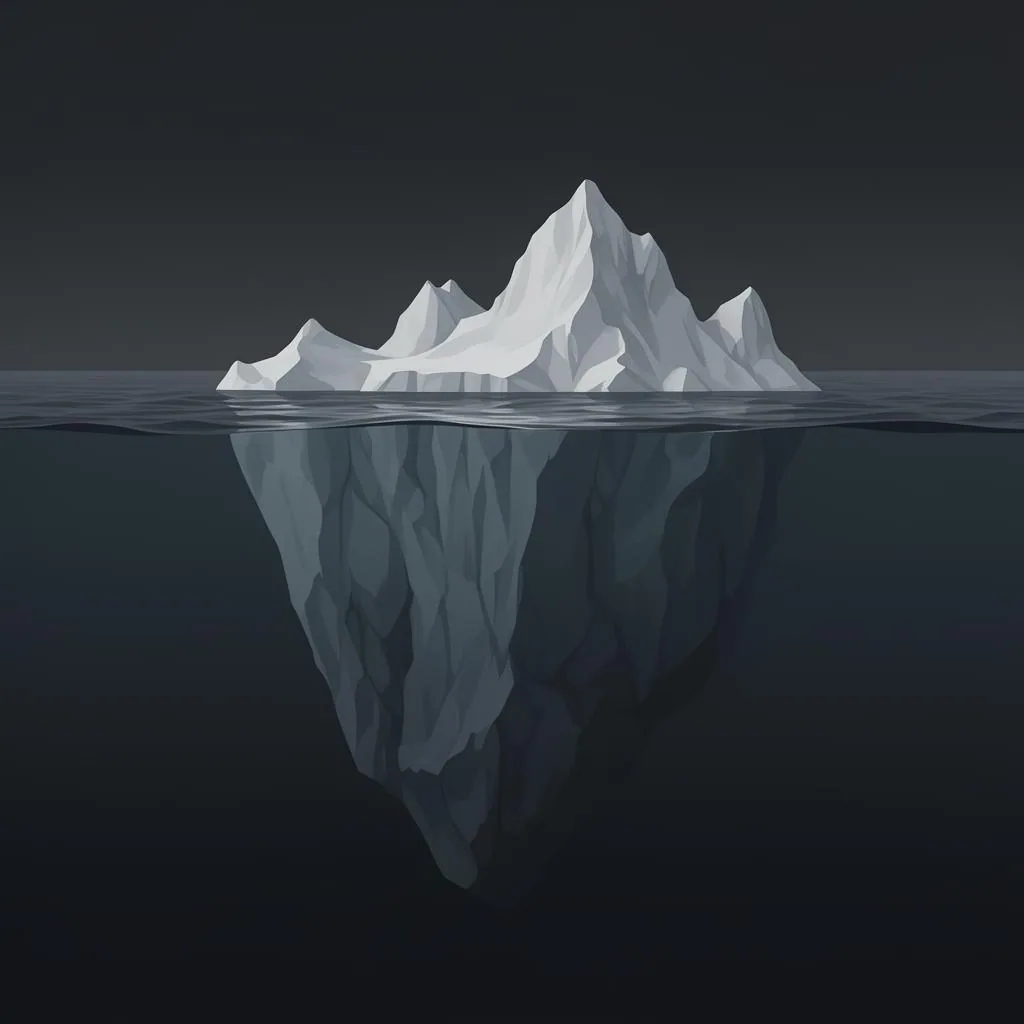 Ilustração conceitual de iceberg representando o consciente e o inconsciente